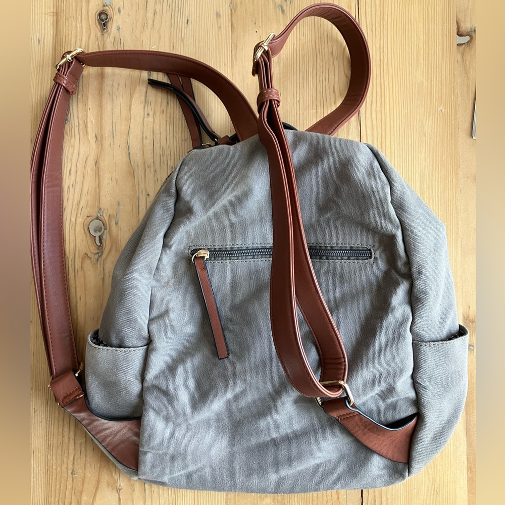 Antik Kraft Tan Canvas Mixed Media Backpack - Picture 7 of 9